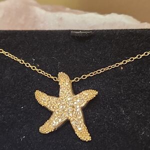 Macys Kaleidoscope Sterling Silver Starfish Pendant & Necklace Swarovski Crystal